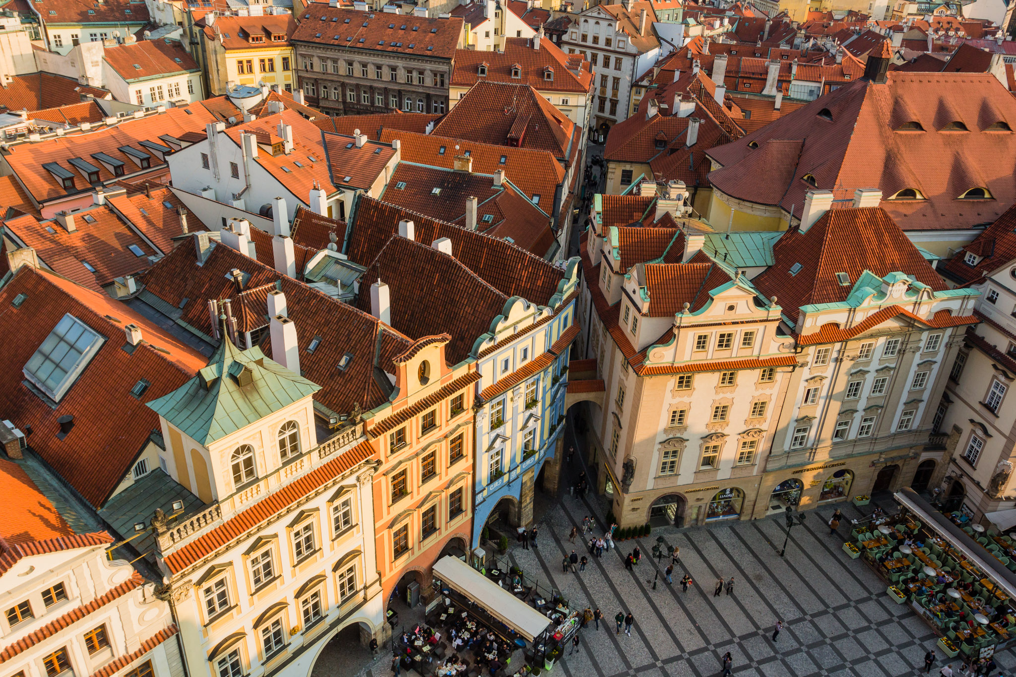 Houses at Old Town Square Typical red roofs in center of Prague